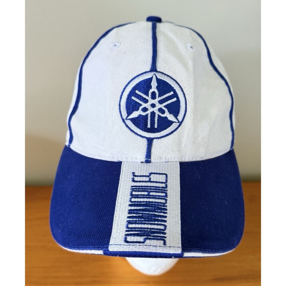 Yamaha Snowmobiles Baseball Hat White & Blue Embroidered Adjustable Strapback